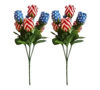 Genérico Patriotic Grave Memorial Flowers, Weather Resistant Artificial Bouquet, Cemetery Decor Arrangement, Fade Proof Remembrance Floral Set, Outdoor Tributes Base