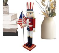 Genérico Patriotic Nutcracker Figurines, Tabletop Ornament, Decoration with Red White Blue Motif, Sturdy Solid Wood Craft, Collectible Figurine with Traditional Design, Display Gift for Kids Room