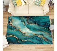 Genérico PatróN de áGata Dorada Alfombra Habitación Infantil 160x230 cm - Verde Oscuro Suave Antideslizante y Lavable Alfombra de Franela para Salón, Sala de Juegos, Entrada Decoración del Hogar