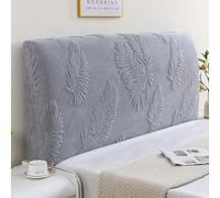Genérico Patrón de Felpa Cabecero Cama 180 para cabeceros de Madera Tela Gruesa y esponjosa elástica a Prueba de Polvo Protectora Fundas Cabeceros para decoración Hoja Gris Rey: 190-210 cm
