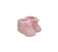 Genérico Patucos de Punto para Bebé con Lazo de Raso, Botines de Ganchillo, recién nacido. 8,50cm. Invierno (Rosa claro)