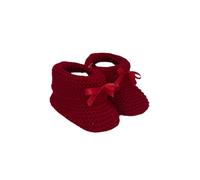 Genérico Patucos de Punto para Bebé con Lazo de Raso, Botines de Ganchillo, recién nacido. 8,50cm. Invierno (Rojo)