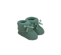Genérico Patucos de Punto para Bebé con Lazo de Raso, Botines de Ganchillo, recién nacido. 8,50cm. Invierno (Verde)