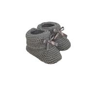 Genérico Patucos de Punto para Bebé con Lazo de Raso, Botines de Ganchillo, recién nacido. 8,50cm. Invierno (Gris)
