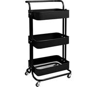Genérico PATUKSHOP Carro De Cocina Metalico con Ruedas. Carrito Auxiliar Multiuso.3 Cajones de Almacenamiento. 85x43x37cm. Ideal para Frutas, Verduras, Cocina, Salón, Oficina. Color Negro