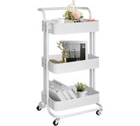 Genérico PATUKSHOP Carro De Cocina Metalico con Ruedas. Carrito Auxiliar Multiuso.3 Cajones de Almacenamiento. 85x43x37cm. Ideal para Frutas, Verduras, Cocina, Salón, Oficina. Color Blanco