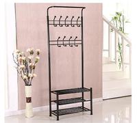 Genérico PATUKSHOP Zapatero y Perchero de pie Entrada o Recibidor Metálico. Estantería. 18 Ganchos y 3 Estantes. 185x65x30cm. Blanco (Negro, 65 * 30 * 185)