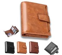 Genérico Peachloft Wallet, Men's RFID Blocking Bifold Wallet, PU Leather Multi-Card Zipper Pocket Anti-Theft Coin Purse (Brown)