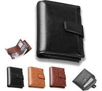 Genérico Peachloft Wallet, Men's RFID Blocking Bifold Wallet, PU Leather Multi-Card Zipper Pocket Anti-Theft Coin Purse (Black)