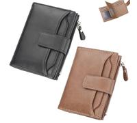 Genérico Peachloft Wallet, Peachloft Mens Wallet, Two-Fold Large Capacity, PU Leather Multi-Card Holder Anti-Theft Wallets for Men(Khaki+Black)
