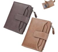Genérico Peachloft Wallet, Peachloft Mens Wallet, Two-Fold Large Capacity, PU Leather Multi-Card Holder Anti-Theft Wallets for Men(Khaki+Coffee)