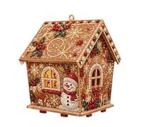 Genérico Pearl Art Wooden House Kit Rhinestone Framed Craft Decoration Set