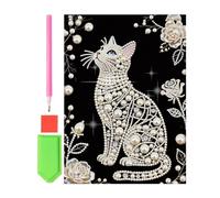 Genérico Pearl Painting - Cat Shape Beaded DIY Frameless Handmade Craft, DIY Pearl Painting Kits, Mosaic Art Activity, Craft Category, White Bead Set for Home Walls Women Birthdays and Mothers Day