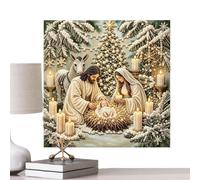 Genérico Pearl Painting - Jesus Nativity Scene, Framed DIY Art Kit