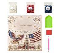Genérico Pearl Painting Kit - Blends Bead Craft With Artistic Expression | Commemorative DIY Bead Art + Patriotic 250th Flag Eagle Design | For Beginners Enthusiasts Bedroom Home Apartment Office Dor