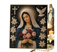 Genérico Pearl Painting Kits For Adults, Virgin Mary Religious Aesthetic Wall Decor | Spiritual Pearl Art Bead Painting For Home Living Room Bedroom Study Hallway Entryway Office Apartments
