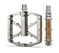 Genérico Pedales planos 3 rodamientos aleación de aluminio 9/16 piezas antideslizantes pedal bicicleta(Titanium)