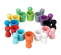 Generico Peg Dolls with Cups 1.54x2.6 inches | Color Sorting Cups - Kids Sorter Game, Color Sorting Playset for Kids 3 Years Old, Preschool Fine Motor Skill Toys