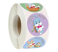 Genérico Pegatinas Adhesivas de Animales para Pascua, Rollo de 500 Unidades Redondas para Sellar Bolsas y Productos Horneados, Etiquetas de Sellado Temáticas para Decoración y Manualidades