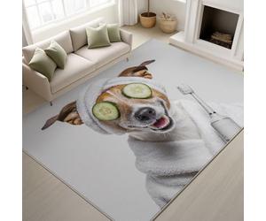 Genérico Pegatinas Antideslizantes & Soporte de TPR Tapete Abstracto Perro Pepino Cepillo De Dientes Alfombras Lavables a máquina en Agua fría Alfombra Suave de Pelo Corto 120 x 170 cm