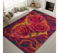 Genérico Pegatinas Antideslizantes & Soporte de TPR Tapete Arte Rosa Corazón Llama Alfombras Lavables a máquina en Agua fría Alfombra Suave de Pelo Corto 60 x 120 cm