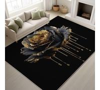Genérico Pegatinas Antideslizantes & Soporte de TPR Tapete Arte Rosa Gota De Agua Flores Alfombras Lavables a máquina en Agua fría Alfombra Suave de Pelo Corto 60 x 90 cm