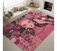 Genérico Pegatinas Antideslizantes & Soporte de TPR Tapete Dibujos Animados Bohemio Niña Búho Alfombras Lavables a máquina en Agua fría Alfombra Suave de Pelo Corto 60 x 120 cm