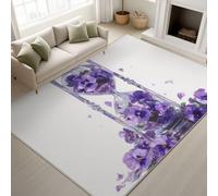 Genérico Pegatinas Antideslizantes & Soporte de TPR Tapete Fantasía Violeta Reloj De Arena Arte Alfombras Lavables a máquina en Agua fría Alfombra Suave de Pelo Corto 90 x 150 cm