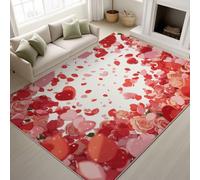 Genérico Pegatinas Antideslizantes & Soporte de TPR Tapete Onírico Rosa Roja Vibrante Pétalos Alfombras Lavables a máquina en Agua fría Alfombra Suave de Pelo Corto 90 x 150 cm