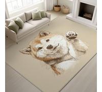 Genérico Pegatinas Antideslizantes & Soporte de TPR Tapete Realista Shiba Inu Saludar Ilustración Alfombras Lavables a máquina en Agua fría Alfombra Suave de Pelo Corto 120 x 170 cm