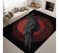 Genérico Pegatinas Antideslizantes & Soporte de TPR Tapete Retro Cuervo Símbolo Círculo Alfombras Lavables a máquina en Agua fría Alfombra Suave de Pelo Corto 60 x 90 cm