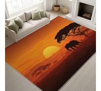 Genérico Pegatinas Antideslizantes & Soporte de TPR Tapete Silueta Elefante Pradera Soledad Alfombras Lavables a máquina en Agua fría Alfombra Suave de Pelo Corto 80 x 150 cm