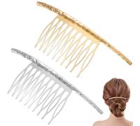 Genérico Peines Laterales Dorado y Plateado, 2 Piezas Accesorios Cabello, Diseño Recto Superficie Dentada, Ideales para Uso Diario, Fiesta y Escuela, Peine de Moda para Niñas y Mujeres