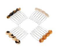 Genérico Peines Laterales Pequeños de Acetato 4 Piezas 7 Dientes, Diseño Clásico Carey en Colores, Pinzas Pelo Fijación Fuerte para Uso Diario y Fiestas