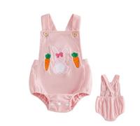 Generico Pelele con conejo de Pascua, escocés de algodón sin mangas STK | Bolsillos para zanahorias de 0-3, 120 g, este simpático conjunto de verano para con orejas ofrece un aspecto fotográfico