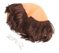 Genérico Peluca Calva Monje para Halloween de Disfraz con Gafas Peluca Cosplay Realista para Adultos Accesorio Divertido para Fiestas Temáticos