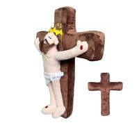 Genérico Peluche De Jesús,Cojín Decorativo De Jesús con Cruz | Decoración Navideña Tierna para Habitación Infantil Salón Y Coche