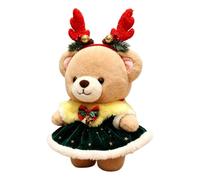 Genérico Peluche de Oso Juguete Navideño con Lindo Vestido 34,8 cm | Con diadema de astas de y juguete de peluche de oso para Adultos Navidad Hogar Dormitorio Sofá Cama Escritorio y Decoración