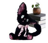 Generico Peluche, relleno de algodón gato negro Kawaii | Peluche suave de abrazar de 14 pulgadas, 0,6 libras, este simpático compañero decorativo para las trae alegría para el uso de la bianc