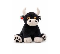 Genérico Peluche Toro Grande Español de Lidia, 40 cm, Negro y Blanco, Juguete Suave