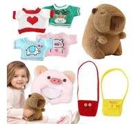 Genérico Peluches de Carpincho,Peluche de Carpincho | Relleno Que la Almohada Decorativa | Muñeco de Peluche de carpincho de 9,84 Pulgadas con Ropa y Accesorios para decoración de habitación, niños