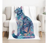 Genérico Peluda Azul Blanca Microfibra Estilo Bohemio Frazada Manta de Microfibra Exquisito Suave Gato Reversible Plaid para Mujer y Hombre 150 x 200cm