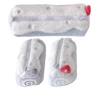 Genérico Pen Case - Velvet Makeup Storage Organizer | 19.5x7x6cm Size, 50g Weight, Cartoon Cosmetic Bag for Sticky Notes, Erasers, Rulers, Backpack Accessories, College Office