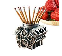 Genérico Pen Holder with V8 Engine Design, Desktop Pencil Organizer Storage Block, Creative Stationery Supply Stand for Office Desk, Unique Mechanical Decor for Bedroom Living Room Display