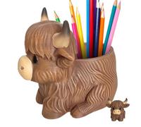 Genérico Pen Organizer, Cow Shaped Resin Holder, Decorative Desk Storage Box, Reliable Stationery Accessory, Practical Build for School Classroom Home Office Vanity Dorm Desk Decor