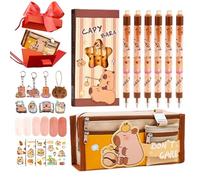 Genérico Pencil Bag - Multi-Compartment Stationery Pouch Set with Cute Capybara Design | Canvas and Paper Material with Pencil Case and Hug Bucket, Ideal For Boys, Girls, Preschoolers