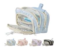 Genérico Pencil Case Big Capacity Pen Holder Large Opening Pencil Pouch Box Cute Aesthetic Drawstring Pen Case 2025 New (Blue)