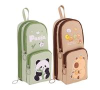 Genérico Pencil Case Cute - 8 Inch Capybara Panda Pen Holder for 6-Layer Stationery Organization, Aesthetic Storage with Multiple Compartments, Pencils Organizer for School, Office, Home Use