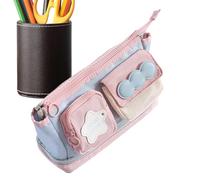 Genérico Pencil Case, High Capacity Zipper Bag for Convenient Stationery Storage, Quick Access with Multiple Compartments, Organizer for School, Office, Travel, Gray Fabric, Daily Use, 8.5 x 4 Inches