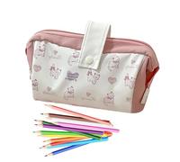 Genérico Pencil Case Organizer, Cute Stationery Container, Ruler Holder Compartment, Zipper Closure Design, Compact Storage Build, Ideal for Journaling, Commuting and Travel Note-Taking or Painting
